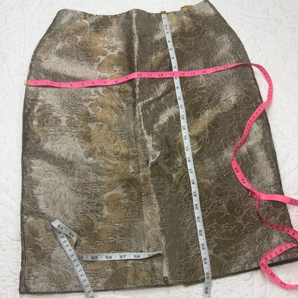 Ladies Newport News Gold Brocade Type Pencil Skirt Size 10 - Picture 2 of 4